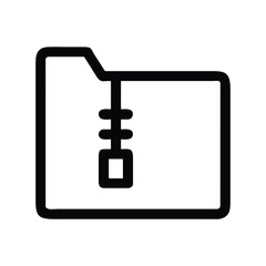 Zipped folder line icon for data compression and file archiving concept