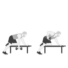 Dumbbell Bench Row Exercise Sequence Illustrated Guide to Proper Form and Execution for Effective Back Muscle Training and