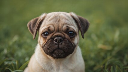 Joyful adorable Pug puppy
