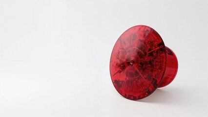 Solitary red flashing signal with a white background