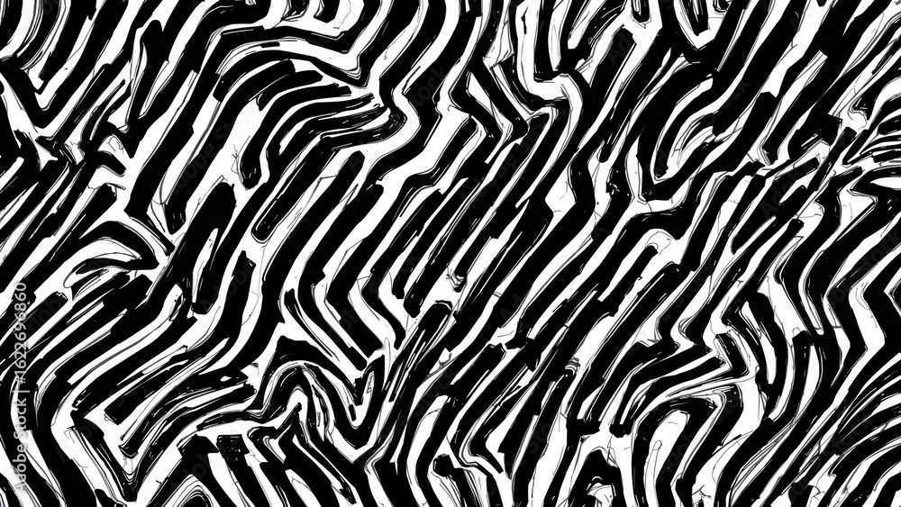 Poster illustrated seamless design showcasing wavy and curly brush strokes in two dimensions. abstract blac