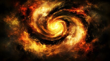 Fototapeta premium Fiery Cosmic Swirl Nebula Galaxy Space Art