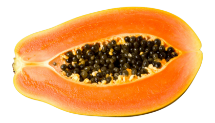 A half of papaya on a transparent background.