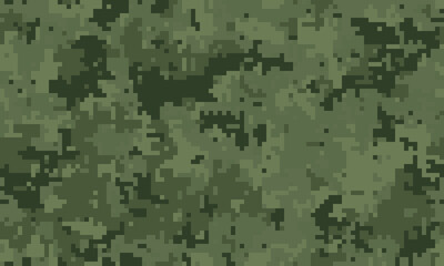 Abstract digital camouflage pattern in muted greens.  Perfect for backgrounds, textures, or militarythemed designs.  Offers a sense of concealment and strategic planning.