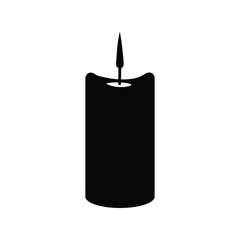 Single burning wax candle vector illustration, memorial and celebration light symbol