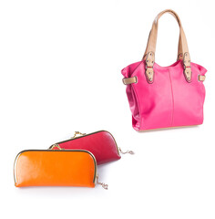 pink handbag isolated on white