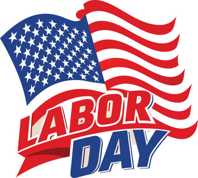 Labor Day Celebration Graphic: A vibrant graphic captures the essence of Labor Day, a patriotic illustration featuring the American flag with stars and stripes.