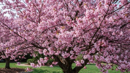 Gorgeous pink flowers blooming in the garden