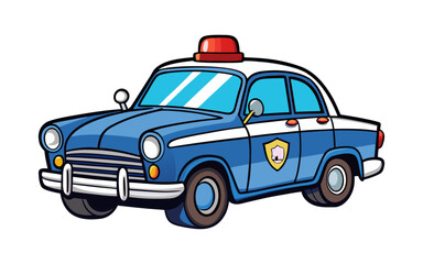 Retro 1960s Police Car Vector Illustration in Clean Cartoon Style — Vintage Law Enforcement Vehicle for Nostalgic and Creative Design Projects
