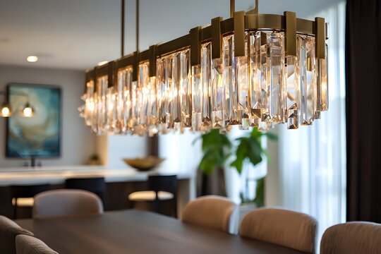 Modern Dining Room with Statement Chandelier