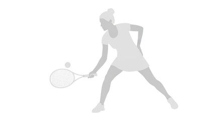 Isolated Tennis Player Silhouette