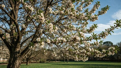 Fototapeta premium Springtime plum tree flowers