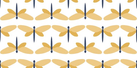 seamless pattern with dragonfly on a white background