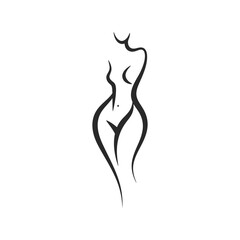 Stylized female figure outline, minimal vector illustration for beauty, spa, and body positive concepts