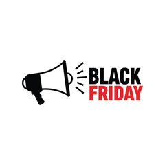 Black Friday sale megaphone icon, vector illustration for advertising and announcing holiday promotions