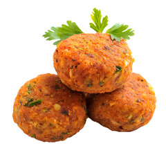 Delicious Golden Brown Veggie Balls and Patties on Isolated Background
