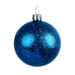 Sparkling Blue Christmas Ornament on White Background for Festive Holiday Decorations