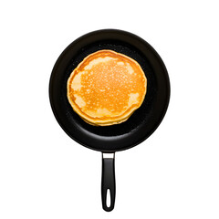 Delicious Golden Old-Fashioned Pancakes on Black Non-Stick Pan