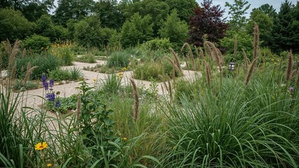 A flourishing garden combining cultivated zones with spontaneous greenery