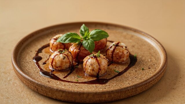 Mozzarella and tomato evenings drizzled with balsamic vinegar served on a dish