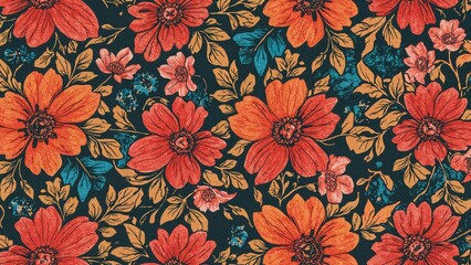 Brightly colored cotton print featuring a floral pattern texture, suitable for design work and online decorative elements.