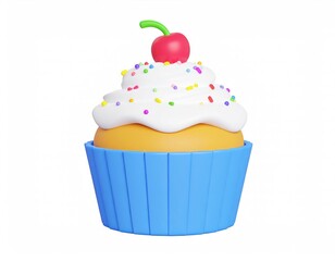 Delightful Cartoon Cupcake:  Whimsical Frosting, Colorful Sprinkles