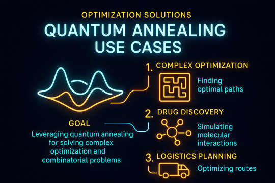 Quantum Optimization Infographic with Algorithm Solutions for Complex Problem Solving