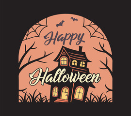 halloween background with house and bats