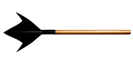 Unique spearhead with a wooden handle on a transparent background