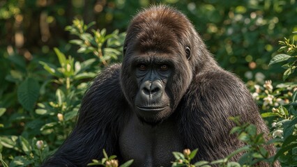 Obraz premium Focused gorilla observing me