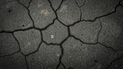 Fototapeta premium Weathered pavement showing multiple fissures