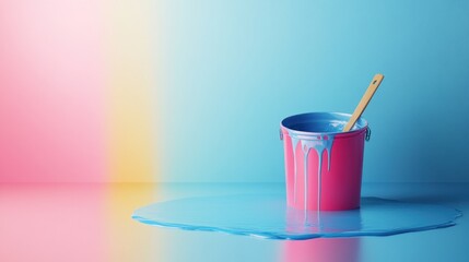Vibrant paint overflow with striking color palette and artistic composition