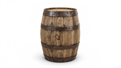 Fototapeta premium Vintage Wine Barrel Against White Background