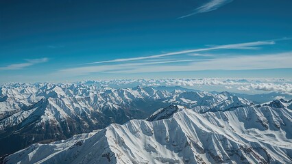 Fototapeta premium Spectacular view of the highest frost-covered mountain tops against a cloudless sky
