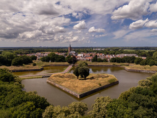 Aerial View of Naarden Fortress with Church – Netherlands