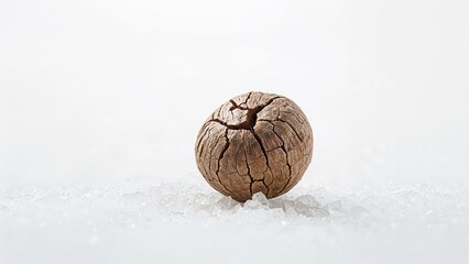 Withered chestnuts displayed against a white surface