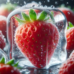 strawberry in ice