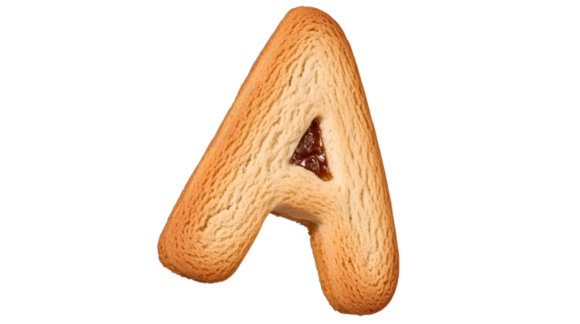Delicious baked pastry shaped like the letter A with filling
