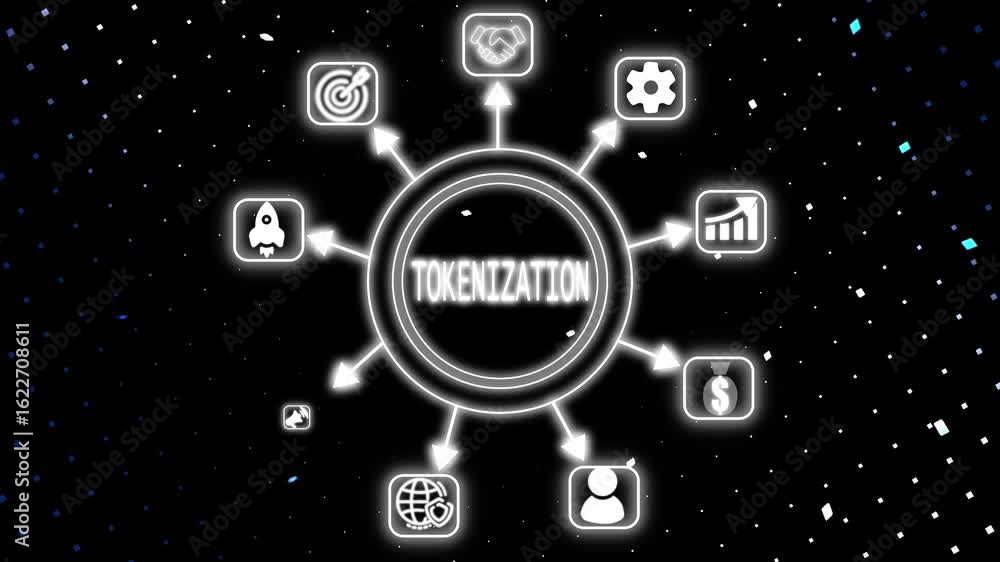Poster tokenization ,business, technology, internet and networking concept blockchain economy blockchain in