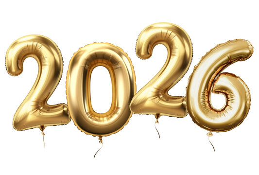 2026 golden foil balloons. Happy New Year concept. - Powered by Adobe