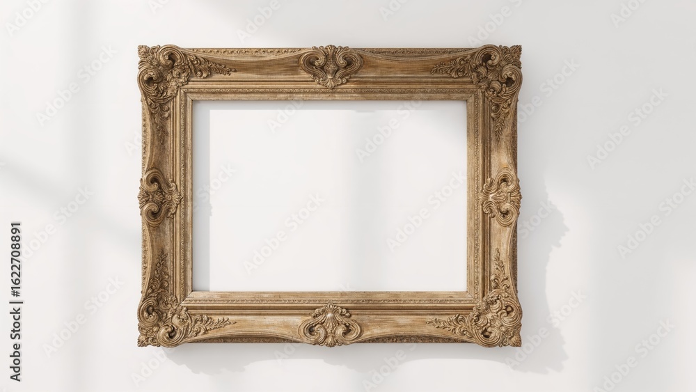 Poster rendered image showing a rustic wooden frame mockup up close on a white backdrop
