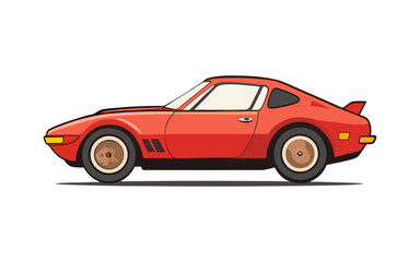 Retro 1970s Sports Car Side View Vector Illustration in Vintage Style – Classic Vehicle Silhouette for Automotive and Nostalgic Design Projects