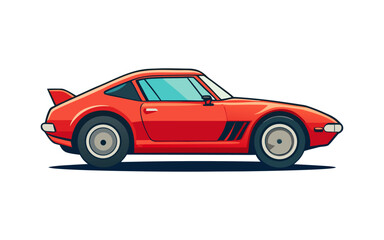 Retro 1970s Sports Car Side View Vector Illustration in Vintage Style – Classic Vehicle Silhouette for Automotive and Nostalgic Design Projects