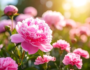 Pink Peonies And Carnations Sunlight