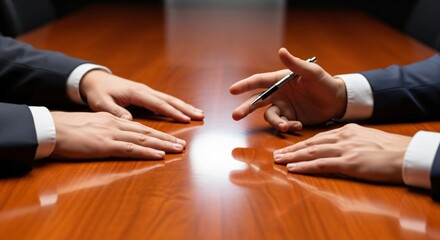 Two business partners discuss a deal at a conference table. Negotiation and collaboration between colleagues. Solution concept.