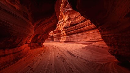 Scenic Views of Sandstone Rocks Illuminated by Natural Light in a Canyon