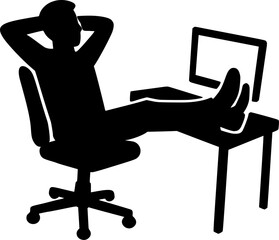 Relaxed Office Worker Silhouette Icon.