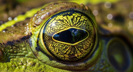 Extreme close up of a frog s eye showing intricate detail and texture