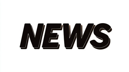 Black news text in bold 3d fonts with small speckles effect. Modern banner for media headline and breaking information template.