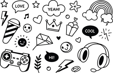 Hand-drawn seamless vector pattern with musical notes and symbols, perfect for web and business design